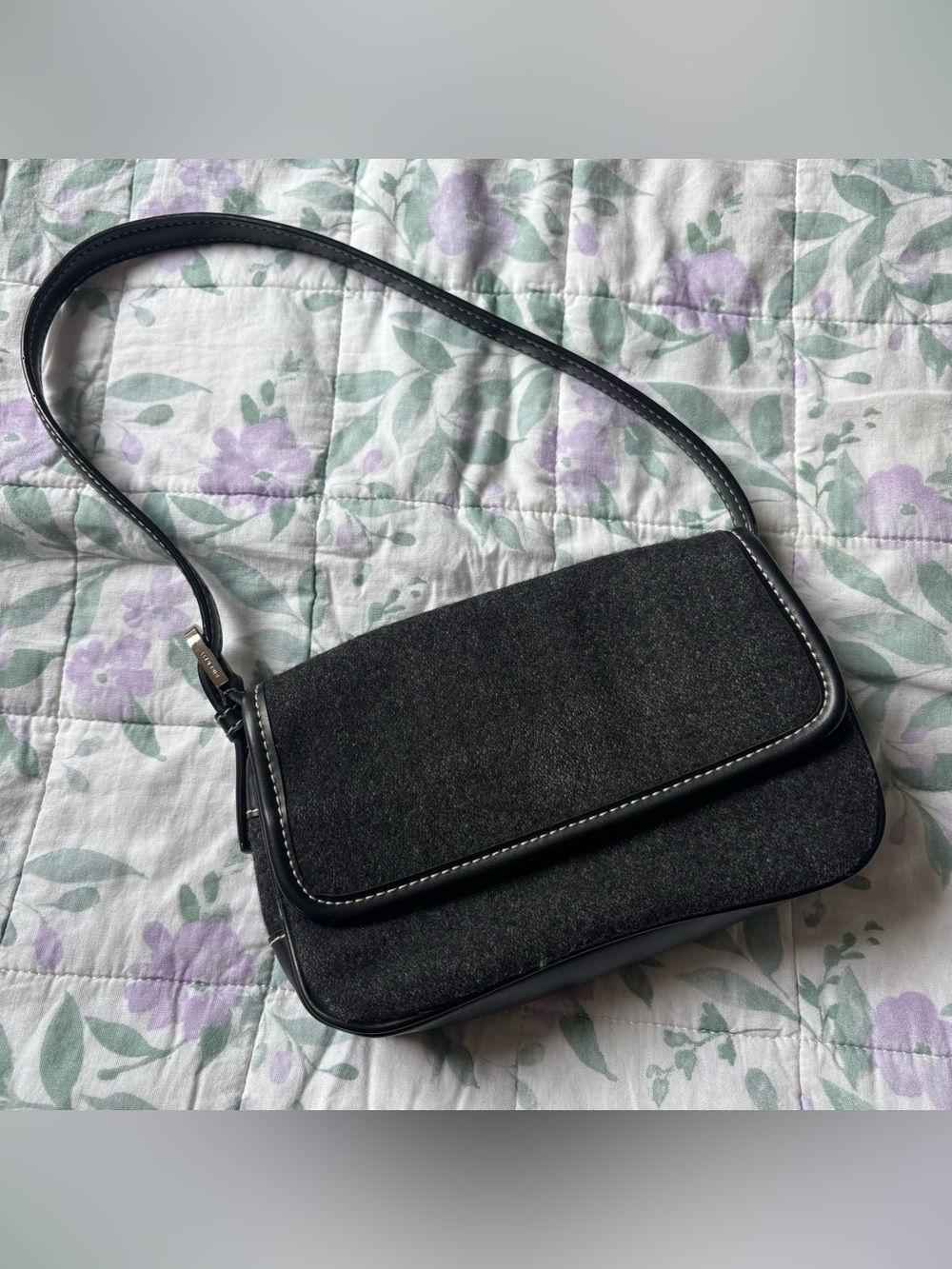 Vintage Y2K Nine West Black Mini Shoulder Bag Wool